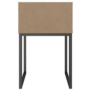 Benzara Single Drawer Wooden Nightstand with Metal Legs, Brown and Black