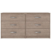 Benzara 6 Drawer Wooden Dresser with Sled Base, Beige