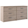 Benzara 6 Drawer Wooden Dresser with Sled Base, Beige