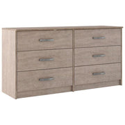 Benzara 6 Drawer Wooden Dresser with Sled Base, Beige