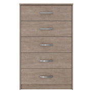 Benzara 5 Drawer Wooden Frame Chest with Sled Base, Beige