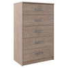 Benzara 5 Drawer Wooden Frame Chest with Sled Base, Beige
