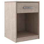Benzara Single Drawer Wooden Nightstand with Open Shelf, Beige