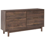 Benzara 6 Drawer Wooden Dresser with Grain Details and Block Legs, Brown