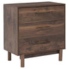 Benzara 3 Drawer Wooden Chest with Grain Details and Block Legs, Brown