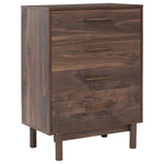 Benzara 5 Drawer Wooden Chest with Grain Details and Block Legs, Brown