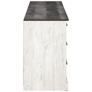 Benzara 6 Drawer Wooden Dresser with Grain Details, White and Gray