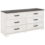 Benzara 6 Drawer Wooden Dresser with Grain Details, White and Gray