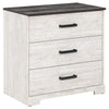 Benzara 3 Drawer Wooden Chest with Grain Details, White and Gray
