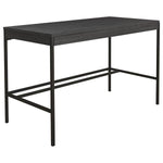 Benzara Wood and Metal Frame Office Desk with Grain Details, Gray and Black