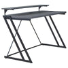 Benzara Wood and Metal Frame Office Desk with Z Shape Legs, Gray and Black