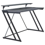 Benzara Wood and Metal Frame Office Desk with Z Shape Legs, Gray and Black