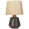 Benzara Metal Frame Table Lamp with Fabric Shade, Beige and Black