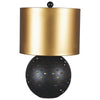 Benzara Metal Frame Table Lamp with Cut Out Base, Black and Gold