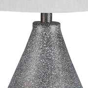 Benzara Metal Frame Table Lamp with Specled Base, Set of 2, Gray and White