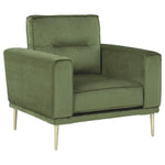 Benzara Fabric Chair with Track Style Armrests and Reversible Back Cushions, Green