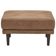 Benzara Mid Century Style Fabric Ottoman with Faux  Wood Tapered Round Legs, Brown