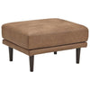 Benzara Mid Century Style Fabric Ottoman with Faux  Wood Tapered Round Legs, Brown