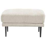 Benzara Fabric Ottoman with Button Tufted Padded Seat and Metal Legs, Light Gray