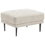 Benzara Fabric Ottoman with Button Tufted Padded Seat and Metal Legs, Light Gray