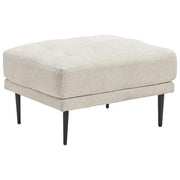 Benzara Fabric Ottoman with Button Tufted Padded Seat and Metal Legs, Light Gray