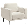 Benzara Fabric Chair with Track Style Arms and Sleek Metal Legs, Light Gray