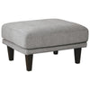 Benzara Fabric Upholstered Ottoman with Faux Wooden Tapered Legs, Dark Gray