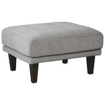 Benzara Fabric Upholstered Ottoman with Faux Wooden Tapered Legs, Dark Gray