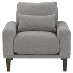 Benzara Fabric Chair with Track Style Arms and 1 Lumbar Pillow, Dark Gray