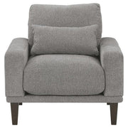 Benzara Fabric Chair with Track Style Arms and 1 Lumbar Pillow, Dark Gray
