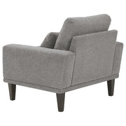 Benzara Fabric Chair with Track Style Arms and 1 Lumbar Pillow, Dark Gray