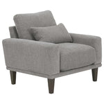 Benzara Fabric Chair with Track Style Arms and 1 Lumbar Pillow, Dark Gray