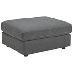 Benzara Fabric Oversized Accent Ottoman with Contrast Stitching, Dark Gray