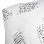 Benzara Handwoven Square Shaped Pouf with Criss Cross Pattern, Off White