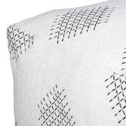 Benzara Handwoven Square Shaped Pouf with Criss Cross Pattern, Off White