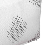 Benzara Handwoven Square Shaped Pouf with Criss Cross Pattern, Off White
