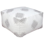 Benzara Handwoven Square Shaped Pouf with Criss Cross Pattern, Off White