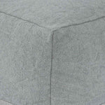 Benzara Handmade Square Shaped Pouf with Textured Details, Charcoal Gray