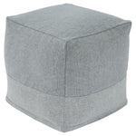 Benzara Handmade Square Shaped Pouf with Textured Details, Charcoal Gray