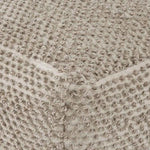 Benzara Handwoven Square Shaped Pouf with Knotted Design and Zipper Closure, Brown