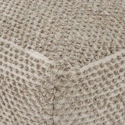 Benzara Handwoven Square Shaped Pouf with Knotted Design and Zipper Closure, Brown