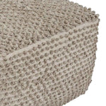 Benzara Handwoven Square Shaped Pouf with Knotted Design and Zipper Closure, Brown