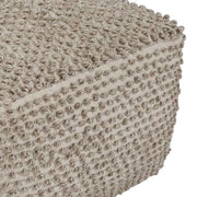 Benzara Handwoven Square Shaped Pouf with Knotted Design and Zipper Closure, Brown