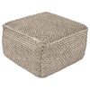 Benzara Handwoven Square Shaped Pouf with Knotted Design and Zipper Closure, Brown