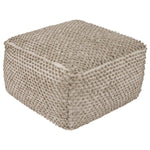 Benzara Handwoven Square Shaped Pouf with Knotted Design and Zipper Closure, Brown