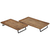 Benzara Wooden Rectangular Top Tray Set with Metal Stand,Set of 2,Brown and Black