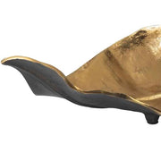 Benzara Twisted Leaf Design Sculpture with Texture Details, Gold and Black
