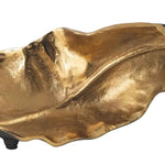 Benzara Twisted Leaf Design Sculpture with Texture Details, Gold and Black