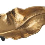 Benzara Twisted Leaf Design Sculpture with Texture Details, Gold and Black