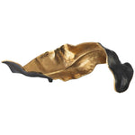 Benzara Twisted Leaf Design Sculpture with Texture Details, Gold and Black